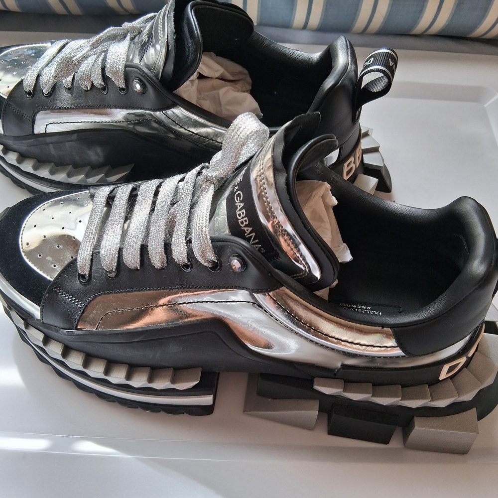 Dolce & Gabbana Silver and Black Sneakers - Picture 3 of 6